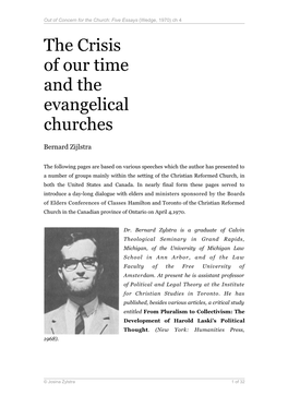 The Crisis of Our Time and the Evangelical Churches