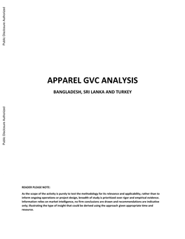 APPAREL GVC ANALYSIS BANGLADESH, SRI LANKA and TURKEY Public Disclosure Authorized