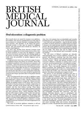 Oral Ulceration: a Diagnostic Problem