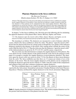 Planetary Diameters in the Sürya-Siddhänta DR