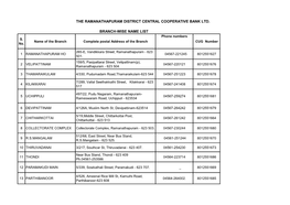 The Ramanathapuram District Central Cooperative Bank Ltd