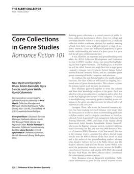Core Collections in Genre Studies Romance Fiction