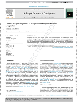 Gonads and Gametogenesis in Astigmatic Mites