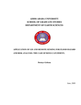 Addis Ababa University School of Graduate Studies Department of Earth Sciences