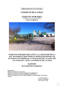 Commune De Layrac Enquete Publique