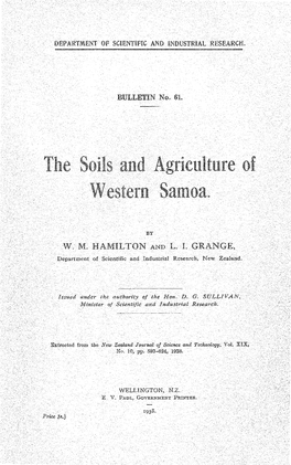 The Soils and Agriculture of Western Samoa