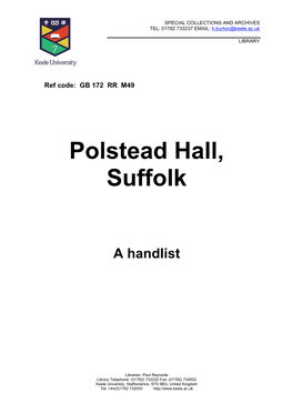 Polstead Hall, Suffolk