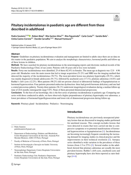 Pituitary Incidentalomas in Paediatric Age Are Different from Those Described in Adulthood