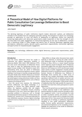 A Theoretical Model of How Digital Platforms for Public Consultation Can Leverage Deliberation to Boost Democratic Legitimacy