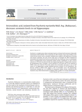 Strictosidinic Acid, Isolated from Psychotria Myriantha Mull