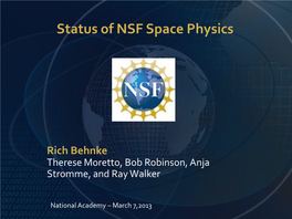Status of NSF Space Physics