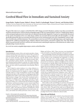 Cerebral Blood Flow in Immediate and Sustained Anxiety