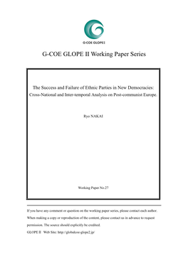 The Success and Failure of Ethnic Parties in New Democracies: Cross-National and Inter-Temporal Analysis on Post-Communist Europe