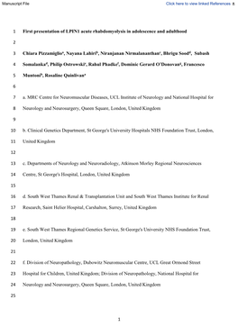 1 First Presentation of LPIN1 Acute Rhabdomyolysis in Adolescence and Adulthood