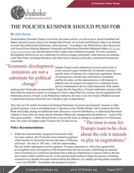 The Policies Kushner Should Push