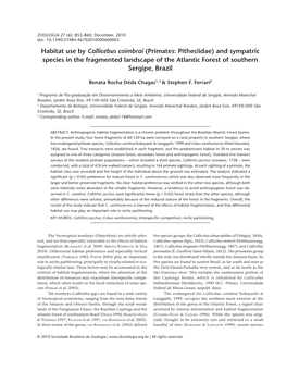 Habitat Use by Callicebus Coimbrai (Primates: Pitheciidae) and Sympatric Species in the Fragmented Landscape of the Atlantic Forest of Southern Sergipe, Brazil