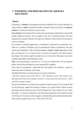 2 Weighing and Preparation of Aqueous Solutions