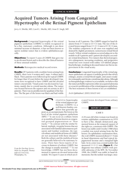 Acquired Tumors Arising from Congenital Hypertrophy of the Retinal Pigment Epithelium