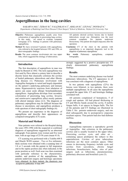 Aspergillomas in the Lung Cavities