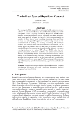 The Indirect Spaced Repetition Concept Louis Lafleur Ritsumeikan University