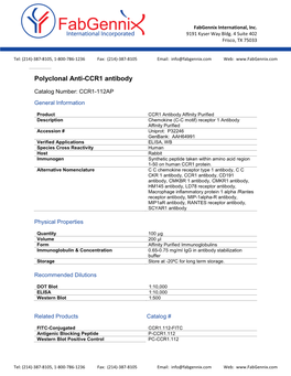 Polyclonal Anti-CCR1 Antibody