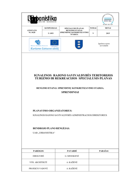 Ignalinos Rajono Savivaldybės Teritorijos Turizmo Ir Rekreacijos Specialusis Planas