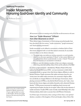 Insider Movements: Honoring God-Given Identity and Community