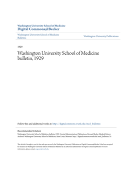 Washington University School of Medicine Bulletin, 1929
