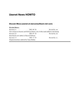 Usenet News HOWTO