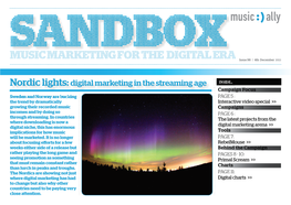 Sandbox MUSIC MARKETING for the DIGITAL ERA Issue 98 | 4Th December 2013