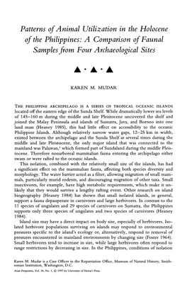 Patterns of Animal Utilization in the Holocene of the Philippines: a Comparison of Faunal Samples from Four Archaeological Sites