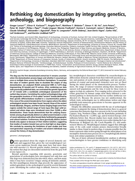 Rethinking Dog Domestication by Integrating Genetics, Archeology, and Biogeography