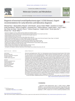 Diagnosis of Neuronal Ceroid Lipofuscinosis Type 2 (CLN2 Disease): Expert Recommendations for Early Detection and Laboratory Diagnosis