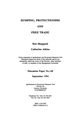 Dumping, Protectionism and Free Trade