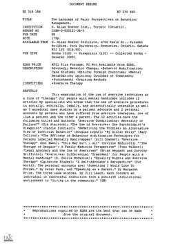 DOCUMENT RESUME ED 318 158 EC 230 560 TITLE the Language