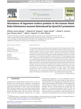 Abundance of Tegument Surface Proteins in the Human Blood Fluke Schistosoma Mansoni Determined by Qconcat Proteomics