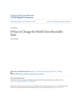 6 Ways to Change the World Glenn Reynolds-Style