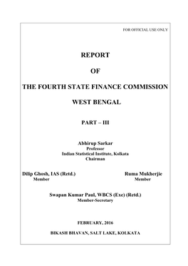 Report of the West Bengal Finance Commission (Hereinafter Referred to As the Commission) Constituted Under Notification No