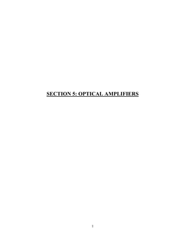 Section 5: Optical Amplifiers