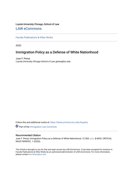 Immigration Policy As a Defense of White Nationhood