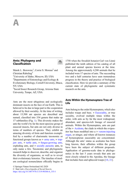 Borowiec Et Al-2020 Ants – Phylogeny and Classification