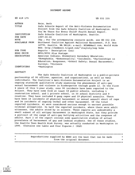 ED 418 175 AUTHOR TITLE INSTITUTION PUB DATE NOTE AVAILABLE from PUB TYPE EDRS PRICE DESCRIPTORS ABSTRACT UD 032 235 Reis, Beth