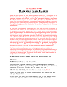 Theophany House Blessing Published by a Bishop of the Antiochian Patriarchate