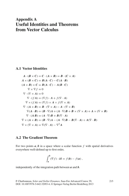 Useful Identities and Theorems from Vector Calculus