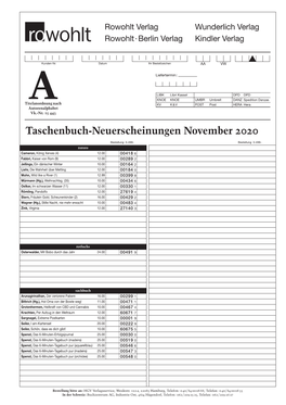 Taschenbuch-Neuerscheinungen November 2020