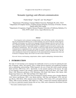 Semantic Typology and Efficient Communication