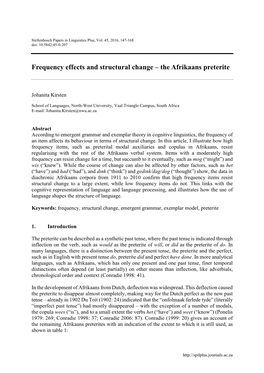 Frequency Effects and Structural Change – the Afrikaans Preterite