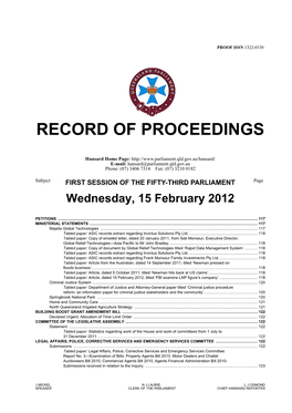 Record of Proceedings