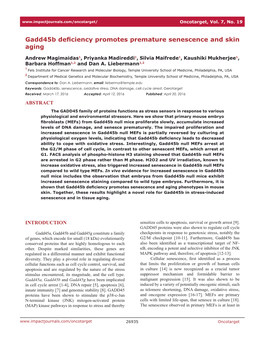 Gadd45b Deficiency Promotes Premature Senescence and Skin Aging