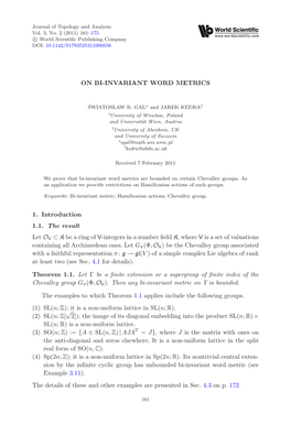 ON BI-INVARIANT WORD METRICS 1. Introduction 1.1. the Result Let OV